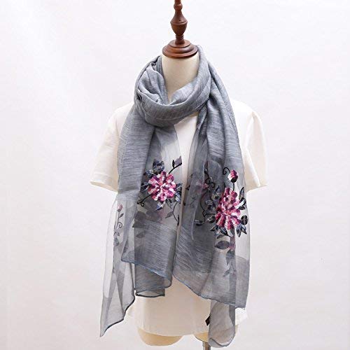 FLYRCX Ladies luxury gifts ladies wear natural silk scarf multi purpose embroidered embroidered long shawl 190cmx90cm
