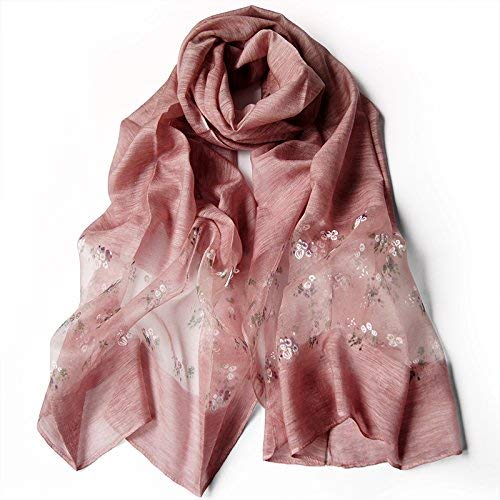 FLYRCX Silk scarves of silk silk and wool in spring and autumn season the light and thin long shawl of mulberry silk in the spring and autumn season is 195cmx75cm