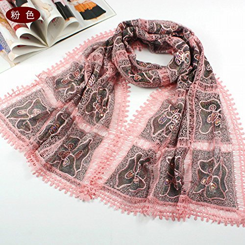 FLYRCX Elegance floral hooks embroidered long scarves for women's multipurpose shawl 170cmx50cm