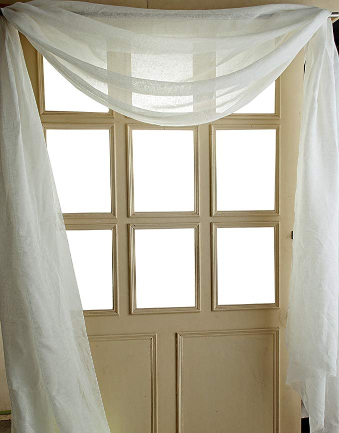 TSC Ivory Organic Linen gauze sheer window scarf 52