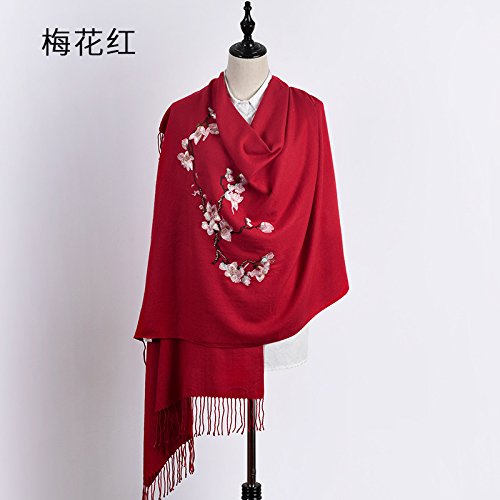 FLYRCX Ladies high grade long thickness thickening Warm Embroidered scarf multi purpose shawl 180cmx65cm
