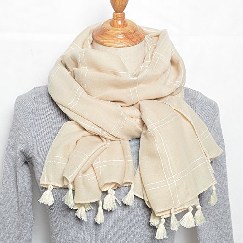 FLYRCX The lady of autumn and winter spring and autumn Plaid Scarf Shawl 190cmx95cm breathable cotton