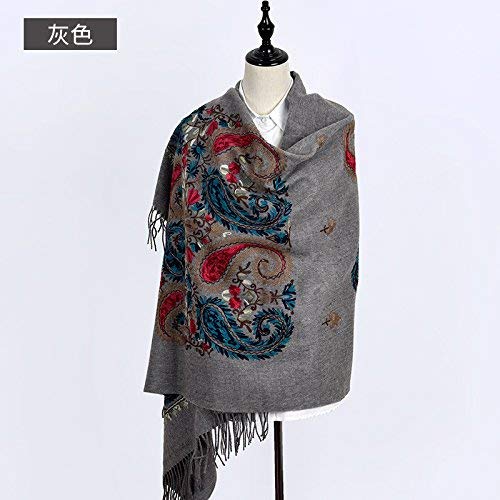FLYRCX Warm and thick embroidered spring and autumn winter embroidered long shawl lady soft comfortable breathable cashmere scarf 180cmx75cm