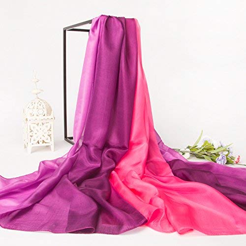 FLYRCX Summer silk scarf tapered color long light weight lady sunscreen shawl 180cmx110cm