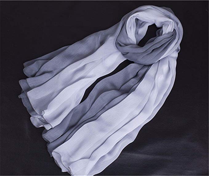 FLYRCX Summer silk scarf tapered color long light weight lady sunscreen shawl 175cmx135cm