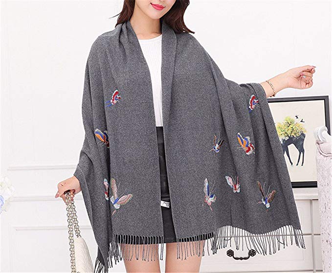 FLYRCX Embroidered cashmere scarf autumn winter lady fashion warm thickening shawl 200cmx70cm